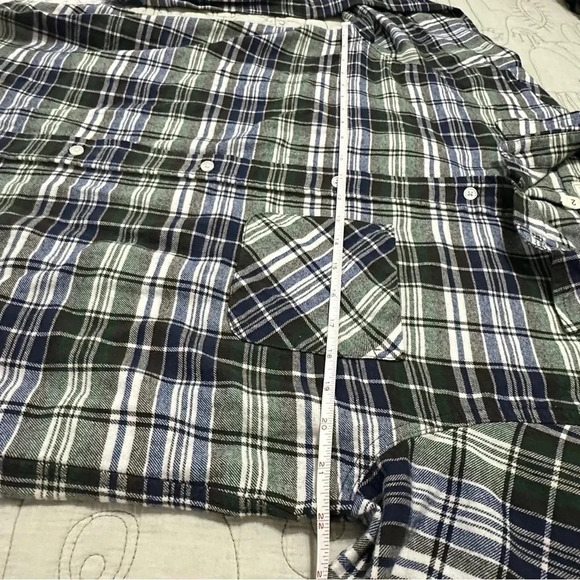 Current/Elliott M Size 2 Plaid Flannel Buttondown Green Brown Blue - Picture 4 of 7